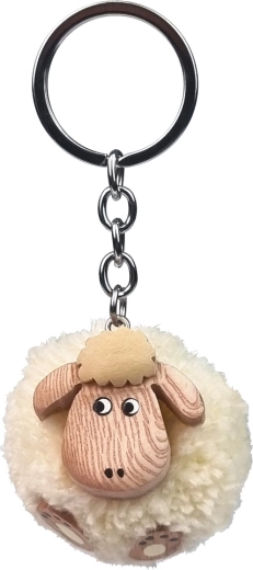 Fa kulcstartó bárány pomponnal