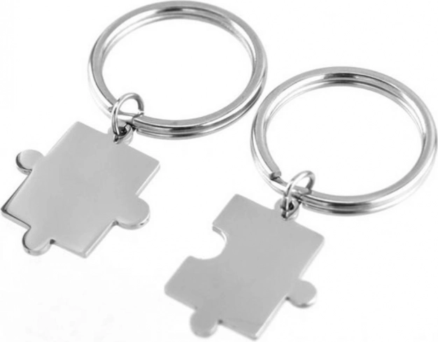 Acél puzzle kulcstartók – 2 darabos szett