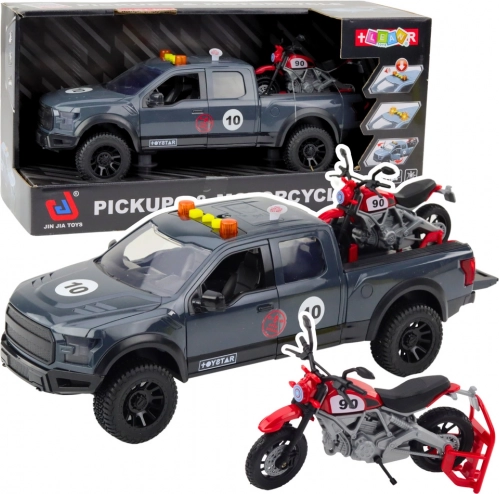 Pickup motorkával fényekkel és hangokkal szürke 1:12 játék