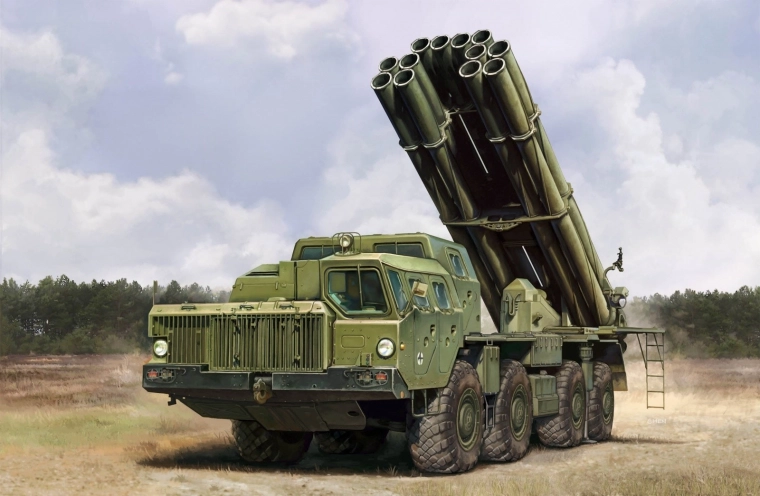 Orosz 9A52-2 Smerch rakéta-sorozatvető műanyag makett