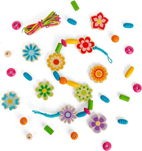 Bigjigs Toys nyári virágok fa gyöngykészlet