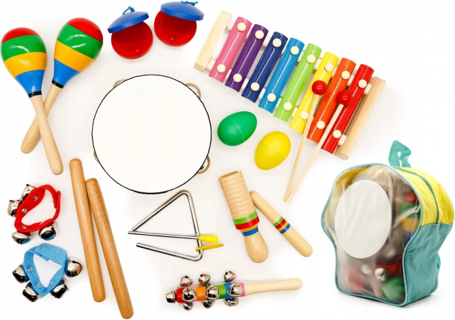 ECOTOYS zenei szett 10 darab gyermek hangszerrel, hátizsákkal