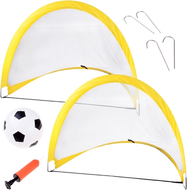 Önmagát felállító focikapuk x2 hálóval és labdával