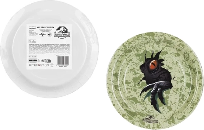 Jurassic World papír partitányérok 18 cm (6 db)