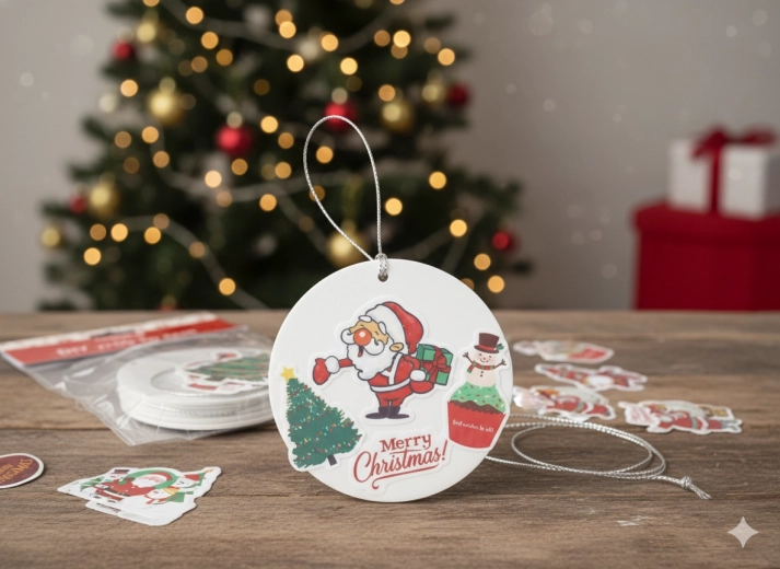 Karácsonyi DIY akasztható díszek matricákkal, 3 darabos készlet, vegyes motívumok