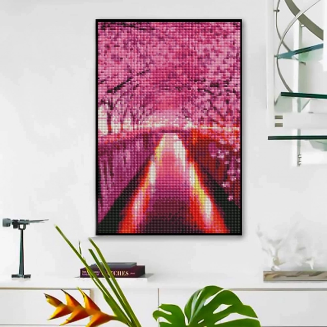 Gyémántfestés – cseresznyevirág fasor 30 × 40 cm