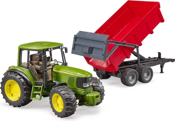 Bruder traktor John Deere billenő platós pótkocsival 1:16