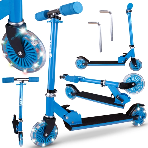 Kétkerekű roller világító kerekekkel, kék