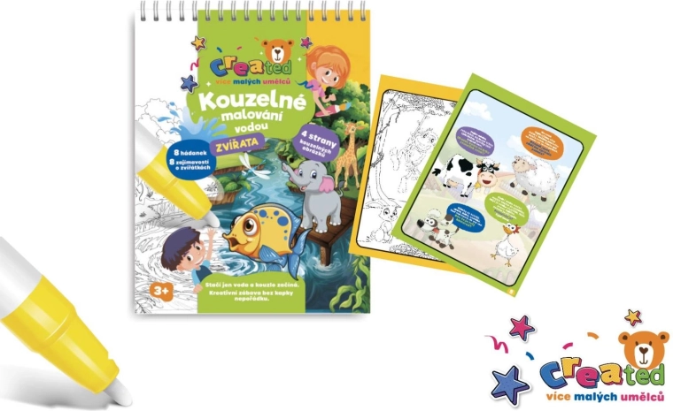 Varázslatos vízfestés – füzet, 4 lap – Állatkák