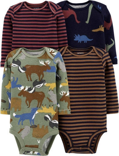 Carter's baba hosszú ujjú body brown/navy, 4 db, méret 56 (NB)