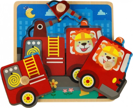 Fa puzzle tűzoltóautó gyerekeknek