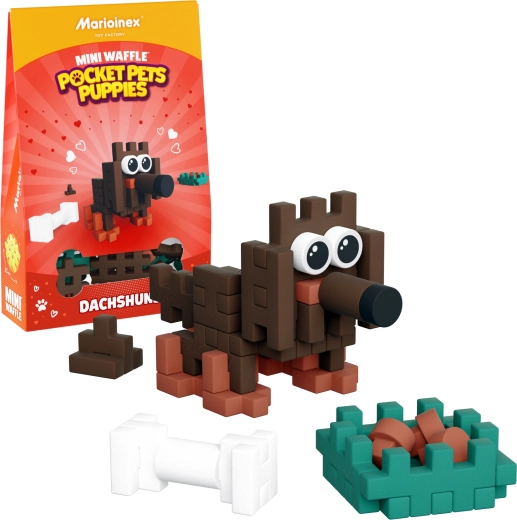 Mini Waffle Pocket Pets építőkészlet – tacskó a Marioinextől