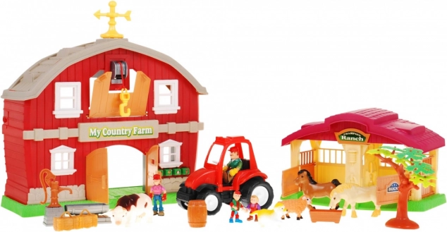 3+ gyerekeknek Farm készlet figurákkal, pajtával és traktorral