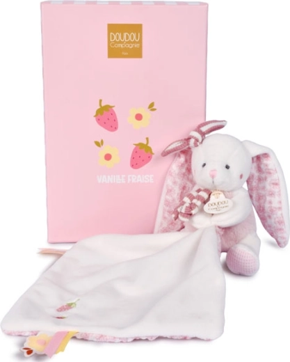 Doudou ajándékszett: plüss nyuszi takaróval, 10 cm, rózsaszín