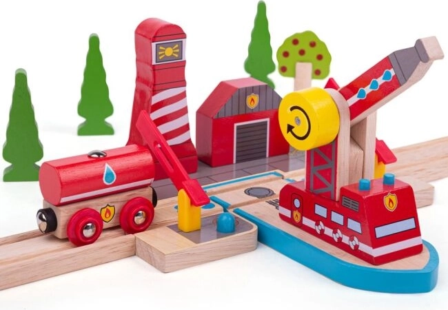 Bigjigs Rail Tűzoltók Fa Mentő Készlet