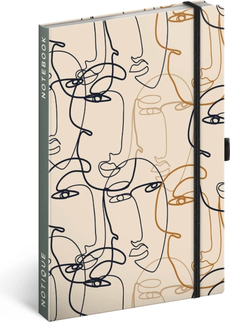 NOTIQUE vonalas jegyzetfüzet arc motívummal 13 × 21 cm