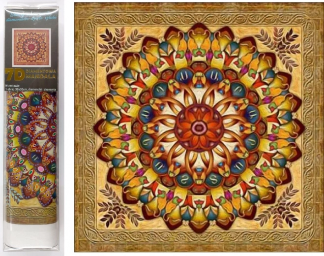 7D gyémántfestés – arany mandala 30 × 30 cm
