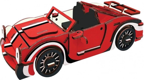 Fa 3D puzzle Vörös kabrió gyerekeknek