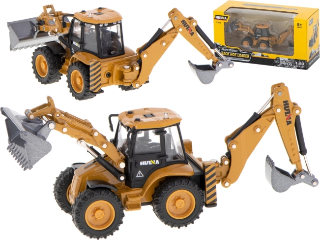 Fém traktor‑rakodó modell mozgatható kanalakkal 1:50 H-TOYS
