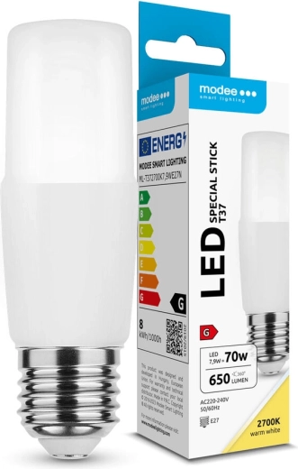 LED izzó Modee Lighting Stick T37 7,9 W E27, meleg fehér, 650 lm
