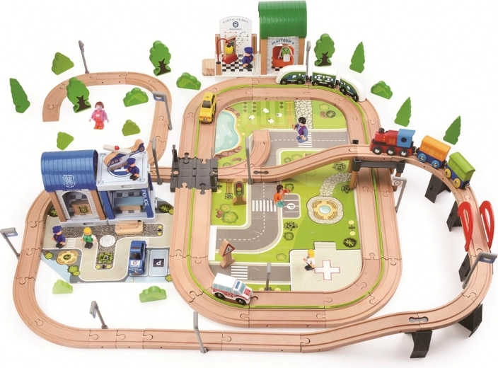 2Kids Toys fa vonatpálya város és falu 200 darabos