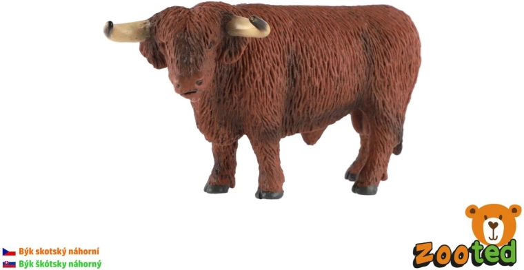 Skót felföldi szarvasmarha bika figurája, 15 cm
