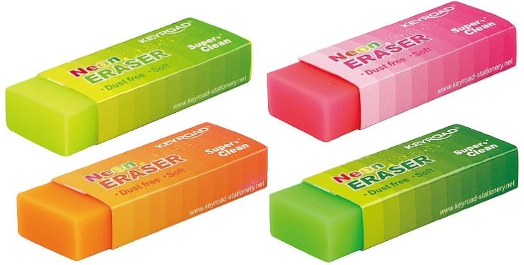 Neonszínű KEYROAD radír, puha, morzsalékmentes