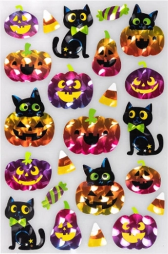 Színes metálfényű Halloween-matricák – 1 darab