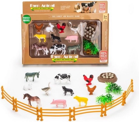 Állatok Farm Figura Készlet Karámokkal
