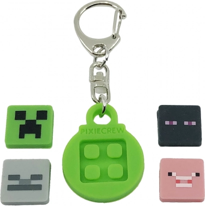 PIXIE CREW kerek kulcstartó tematikus multipixelekkel MINECRAFT