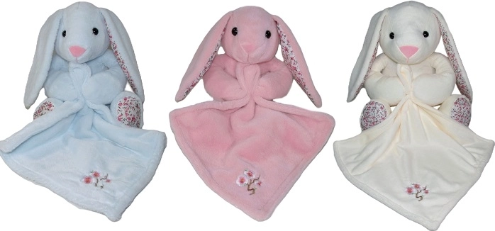 Plüss nyuszi puha kendővel 18 cm