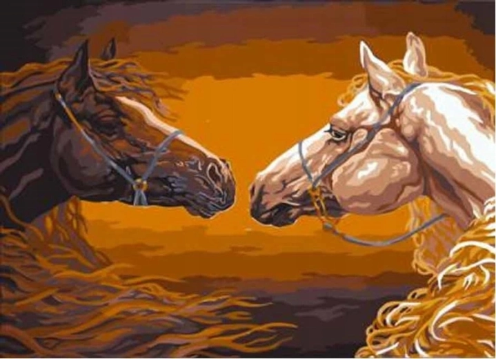 Norimpex Számfestő készlet – Lovak lángoló sörénnyel, 40 × 50 cm
