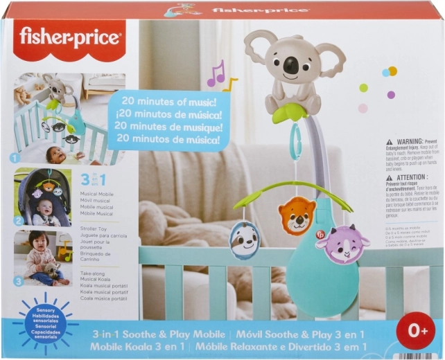 FISHER-PRICE 3 az 1-ben kiságy- és babakocsi-forgó koalával