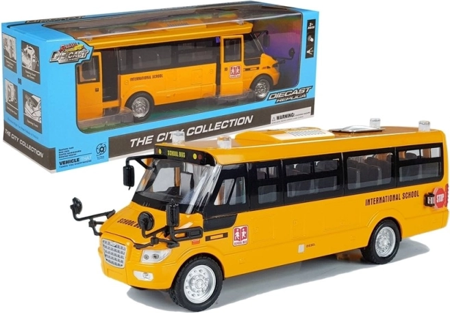 Fém iskolai busz felhúzós hajtással