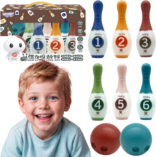 Színes, számozott WOOPIE gyermek bowlingbábuk