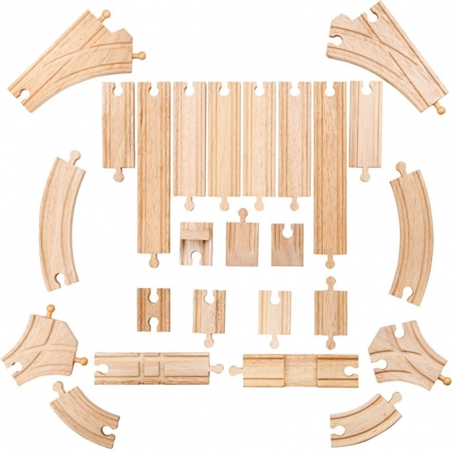 BIGJIGS RAIL fa sínek, 25 darabos készlet