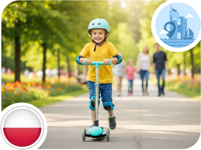 Stabil háromkerekű kialakítás egyensúlyozó kormányzással