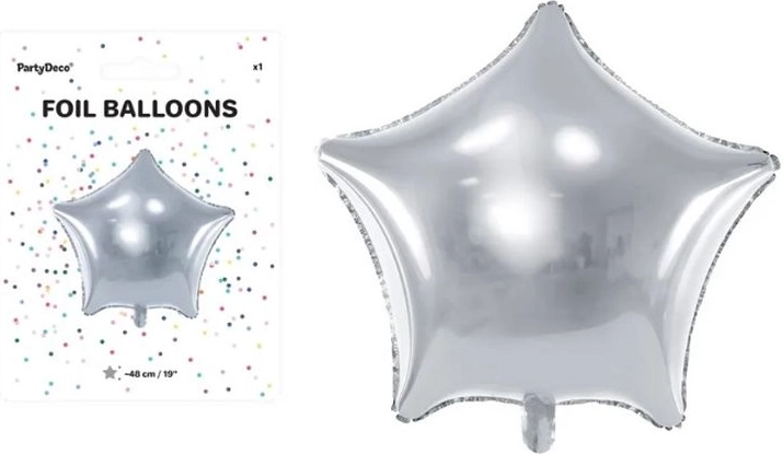 Ezüst csillag alakú fólia lufi 48 cm