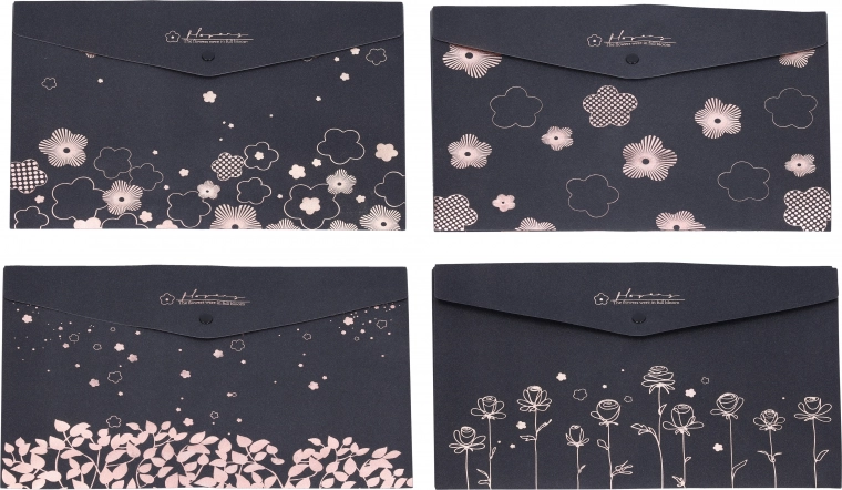 műanyag patentos irattartó 33 × 23 cm – virágmintás