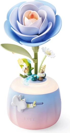 RoboTime 3D mechanikus építőkészlet Kamélia kék éjszakai aromalámpához