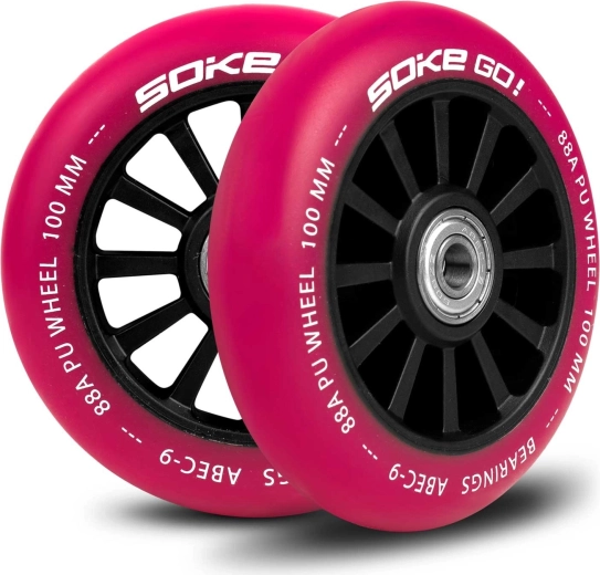 SOKE roller kerekek rollerhez 100 mm rubinvörös – 2 db-os szett