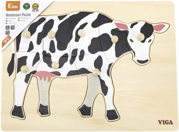 Fából készült Montessori berakó – tehén VIGA