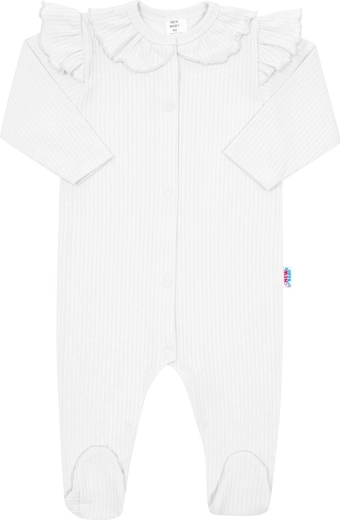 New Baby Stripes fehér pamut babaoverál 68 (4–6 hó)