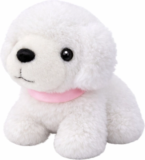 Aranyos plüss kutyus ölelgetéshez és gondozási gyakorláshoz