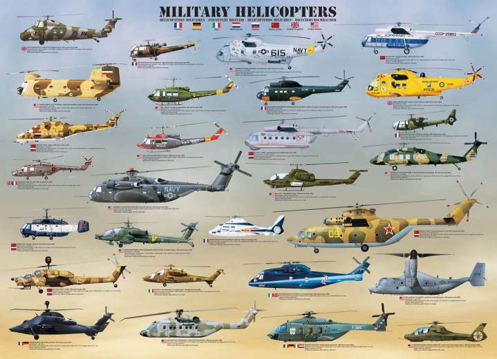 Puzzle Katonai Helikopterek 1000 Darab
