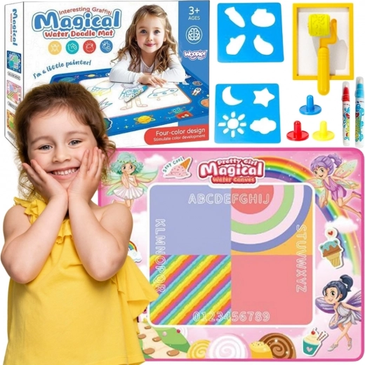 Woopie vízrajzoló szőnyeg XXL 100 × 80 cm – tündérek, rózsaszín