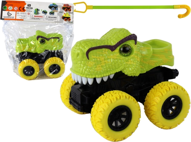Dinoszaurusz Szörnyeteg Teherautó zöld gumis kerekekkel