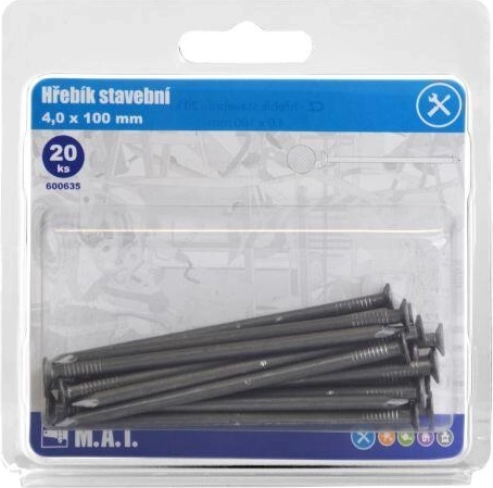 Építőipari szegek 100 × 4 mm, 20 db