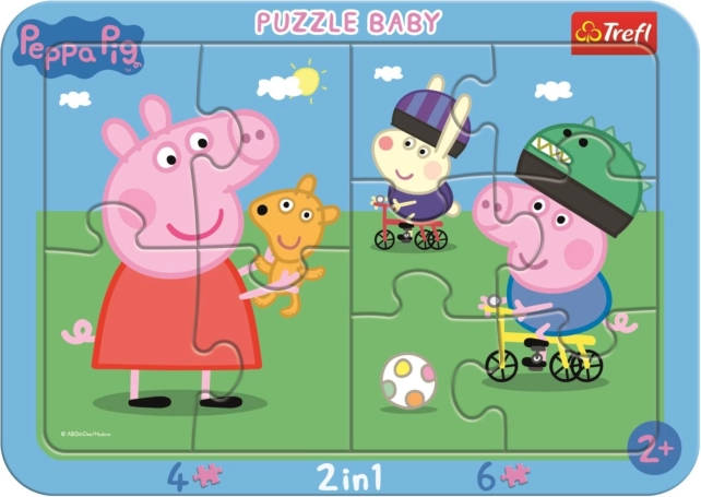 TREFL Baba puzzle Boldog Peppa malacka 2 az 1-ben, 10 darab