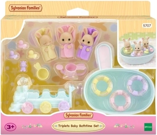 Sylvanian Families nyuszi hármasikrek fürdőzése